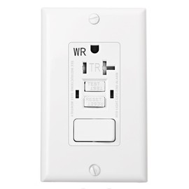 Baomain GFCI Outlet Receptacle with Switch, 20A 125VAC 60Hz, Tamper Resistant&Weather Resistant,ETL Listed,Back&Side Wire,White (20Amp.) (1)