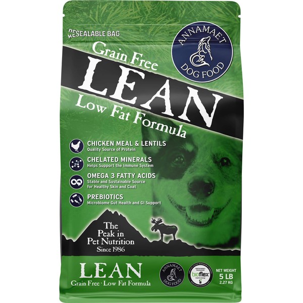 Annamaet Grain-Free Lean Reduced Fat Formula Dry Dog Food, (Chicken