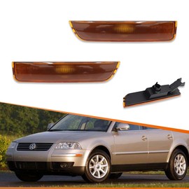 ADIIL Amber Lens Front Bumper Side Marker Light Housings For VW Passat B5.5 2001 2002 2003 2004 2005, Replace OEM Sidemarker Kit (No Bulbs)