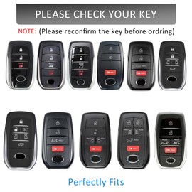 Qunzes Key Fob Cover with Heavy-duty Keychain for Toyota Camry Sienna Venza Hilux Fortuner Highlander Corolla Prius (Brown)