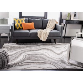 SAFAVIEH Craft Collection Area Rug - 6'7" x 9', Grey & Silver, Modern Abstract Design, Non-Shedding & Easy Care, Ideal for High Traffic Areas in Living Room, Bedroom (CFT819G)