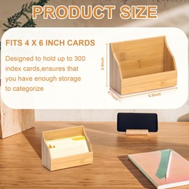 2 PCS Wood Index Card Holder 4x6 Index Card Display Stand Notecard Box Business Cards Organizer Post Cards Case for Business Desk Office Home School Capacity 300 Sheets