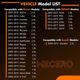 MECERO Ignition Coil Pack UF549 and Spark Plug 93501 Compatible with 2007-2019 Nissan Infiniti Altima Versa Sentra Cube NV200 M56 FX50 QX60 1.6L 1.8L 2.0L 2.5L L4 4Pcs