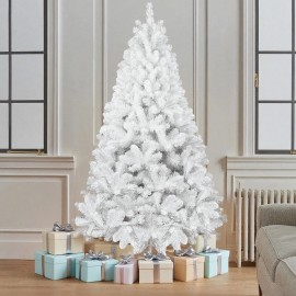 Makeatree 9ft Artificial White Christmas Tree Unlit Spruce Xmas Tree with 1910 Branch Tips