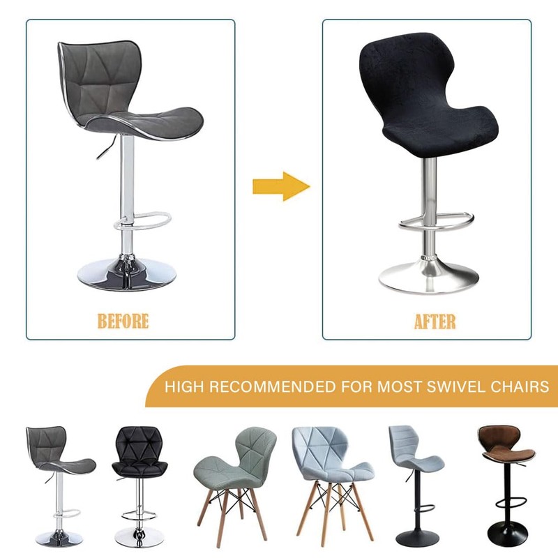 Daunkang Bar Stool Covers with Back Velvet Stretch Counter Height