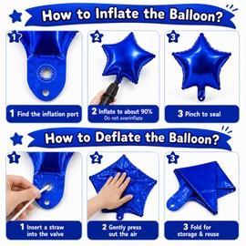 4th of July Decorations, Red Blue Patriotic Banner with 12 Inch Latex Balloons and 18 Inch Star Foil Balloons for Independence Day BBQ Backyard Party Supplies