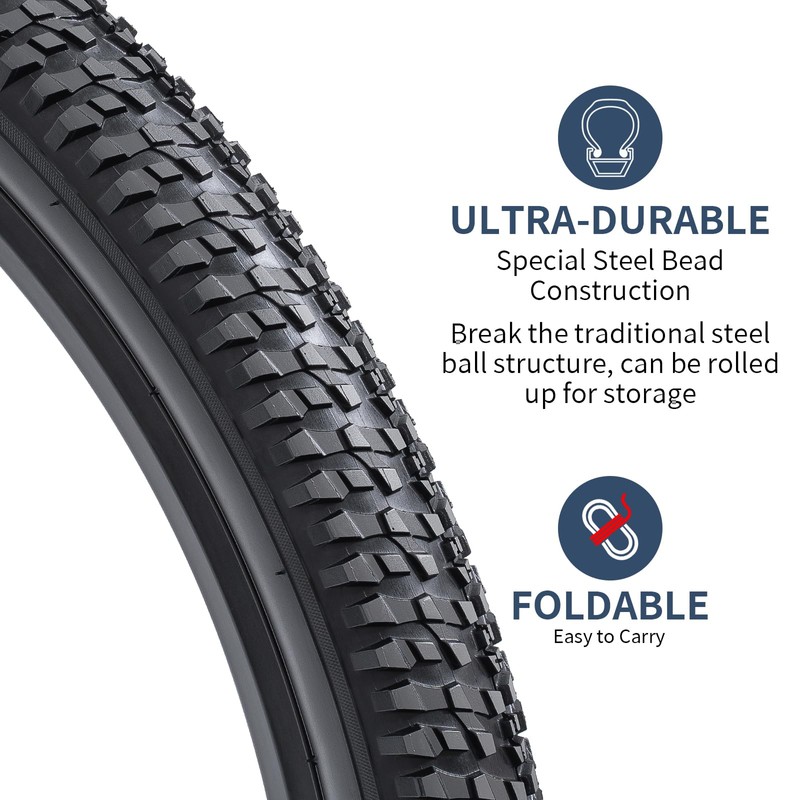 YUNSCM 2-PCS 24" Mountain Bike Tires 24x1.95/53-507 Compatible with Mountain