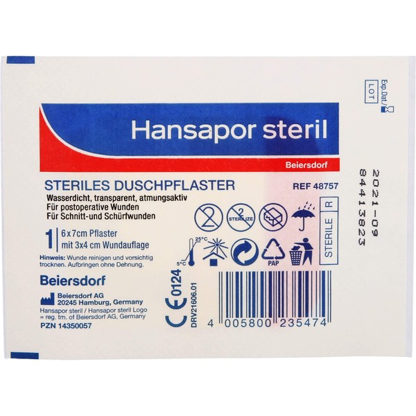 Hansapor Sterile Shower Plasters 6 x 7 cm Pack of 1