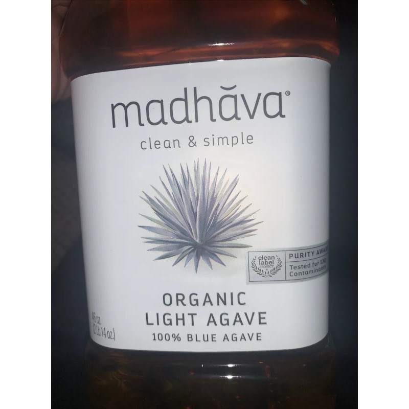 Madhava Organic Light Agave, 100% Blue Agave Sweetener Sugar Substitute,