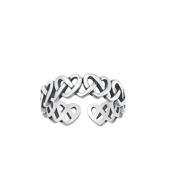 Unbranded Adjustable Knotted Hearts Toe Ring Genuine Sterling Silver 925