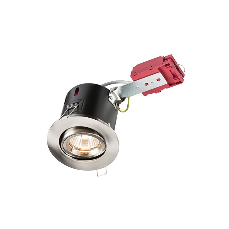 Knightsbridge Tilt GU10 230V 50W IC Fire Rated Downlight-Gimbal-Brushed/Chrome, Metal