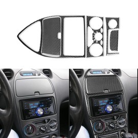 PJFUS Real Premium Carbon Fiber Car Dash Central A/C Control Panel Trim Soft Sticker Set Compatible with Toyota Celica 2000 2001 2002 2003 2004 2005 Auto Interior Accessories Black 5pcs