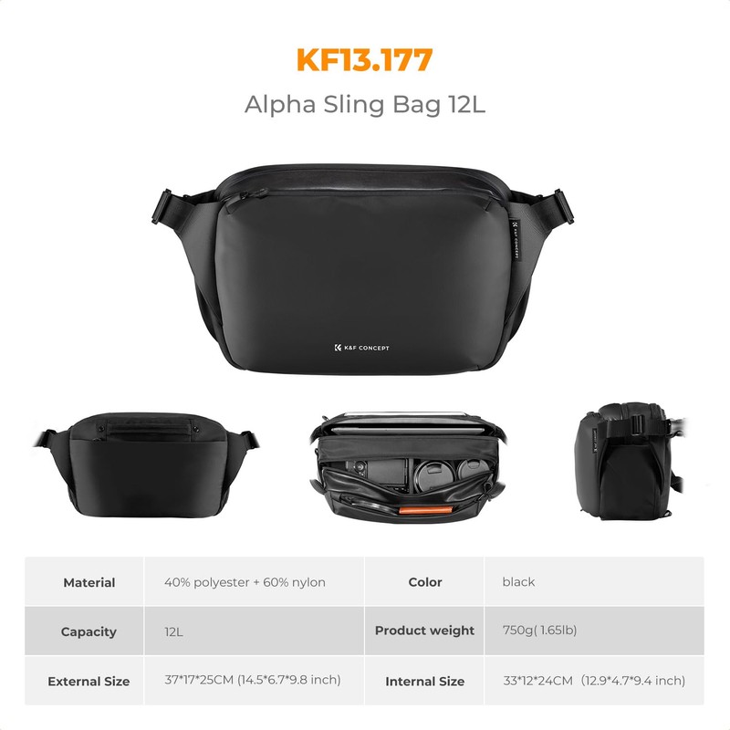 K&F Concept Camera Sling Bag,SLR/DSLR Camera bag with Tripod Holder,