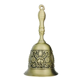 Small Bell - Relief Retro Metal Bedside Bell - Aesthetic Decorative Hand Held Bell for School Church Weddings Hotels Kitchen Ringing