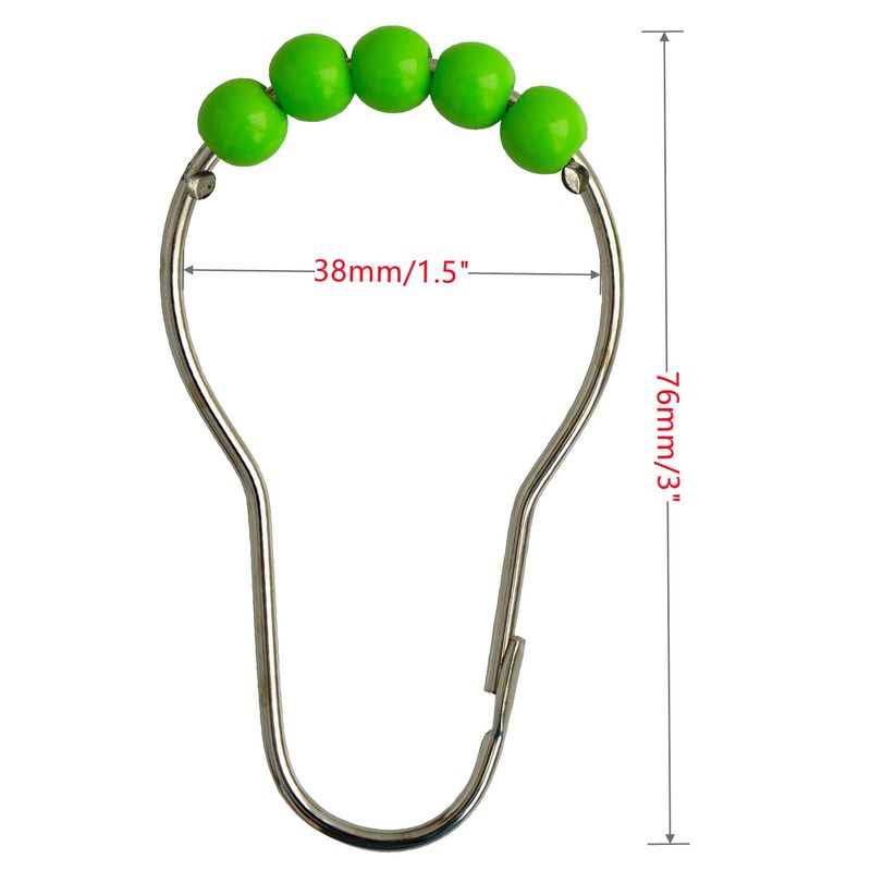 Shower Curtain Hooks Rings Stainless Steel Acrylic Roller Ball Glide