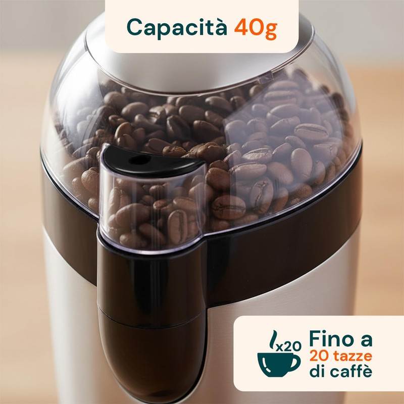 Avilia Trita Caffè Elettrico con Lame in Acciaio Inox e