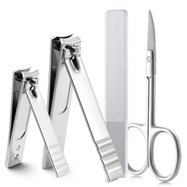 4-in-1 Nail Clipper Set, Small and Large Nail Clippers w/Cuticle Scissor Stainless Steel Nail Cutter for Men Women and Seniors, Toe Nail Clippers for Manicure and Pedicure Tools
