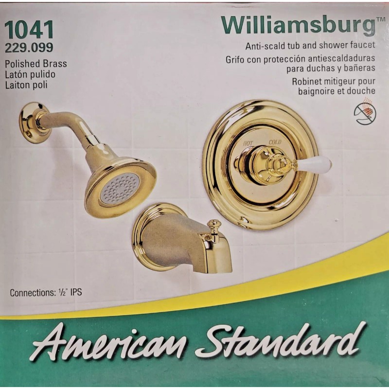 American Standard Shower Faucet and Bath Tub Set Polished Brass