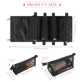 Black Travel Mesh Bag Cosmetic Bag Women Removable 4-in-1 Cosmetic Bags for Hanging, Roll-Up Organiser Bag, Make Up Organiser for Men and Women, black