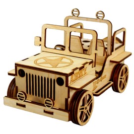 StonKraft Wooden 3D Puzzle Military Jeep - Desk Organizer, Pen Stand, Card Holder - Easy to Assemble