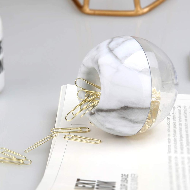 MultiBey NE-Clip-Marble-Round Paper Clips in Elegant Magnetic Marble White Clip