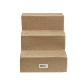 Friends Forever Milo Folding Dog Stairs for Indoor, Premium Foam Pet Steps, Safe, Comfortable Ladder, Helpful Ramp for Smaller and Older Pets, Machine Washable Removable Cover, 3 steps, Khaki