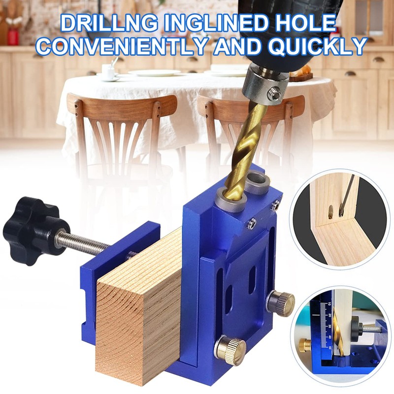 6 Piece Pocket Hole Jig Set, Angled Drilling Aid, 9