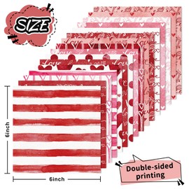 JarThenaAMCS 32 Sheets Valentine's Day Pattern Paper Watercolor Pink Love Heart Scrapbook Specialty Paper Double Sided Decorative Art Paper for DIY Crafts, 6 x 6 Inch