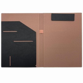 yuJ A4 Size PU Leather Clipboard with Pen Holder Storage Pocket PU Leather Black