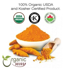 Organic Way Premium Turmeric/Haldi Root Powder (Curcuma longa) - Immunity Booster | Organic & Kosher Certified | Vegan, Non GMO & Gluten Free | USDA Certified | Origin - India (1/2LBS / 8Oz)