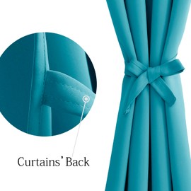 DWCN Short Thermal Insulated Short Curtains with Tiebacks for Kitchen - Grommet Room Darkening Drapes for Coffee Shop, Set of 2 Panels, 38 x 45 Inch Length, Turquoise