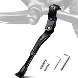 BREEZO Bicycle Kickstand Adjustable Bike Kickstand Aluminium Alloy Side Stand wit h Anti-slip Rubber Feet for Mountain Bike, Road Bike + 2 Allen Key and 2 Spare Bolts