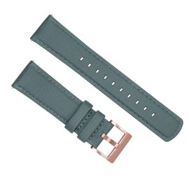 BARTON WATCH BANDS, 20mm Slate Grey Sailcloth Quick Release Premium Nylon Weave (Rose Gold Buckle)
