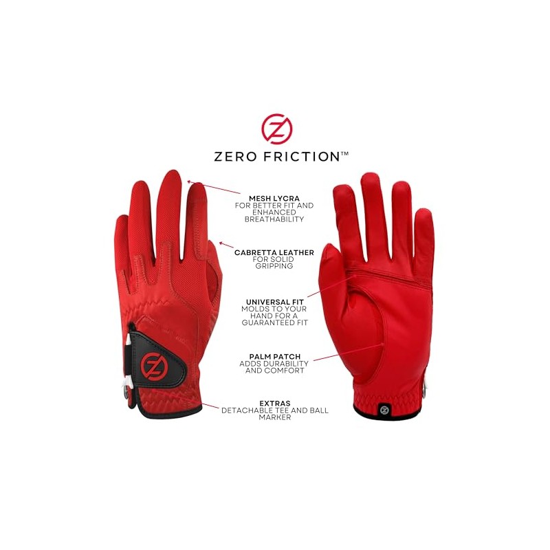 Zero Friction Men's Cabretta Elite Left Hand Golf Glove, One