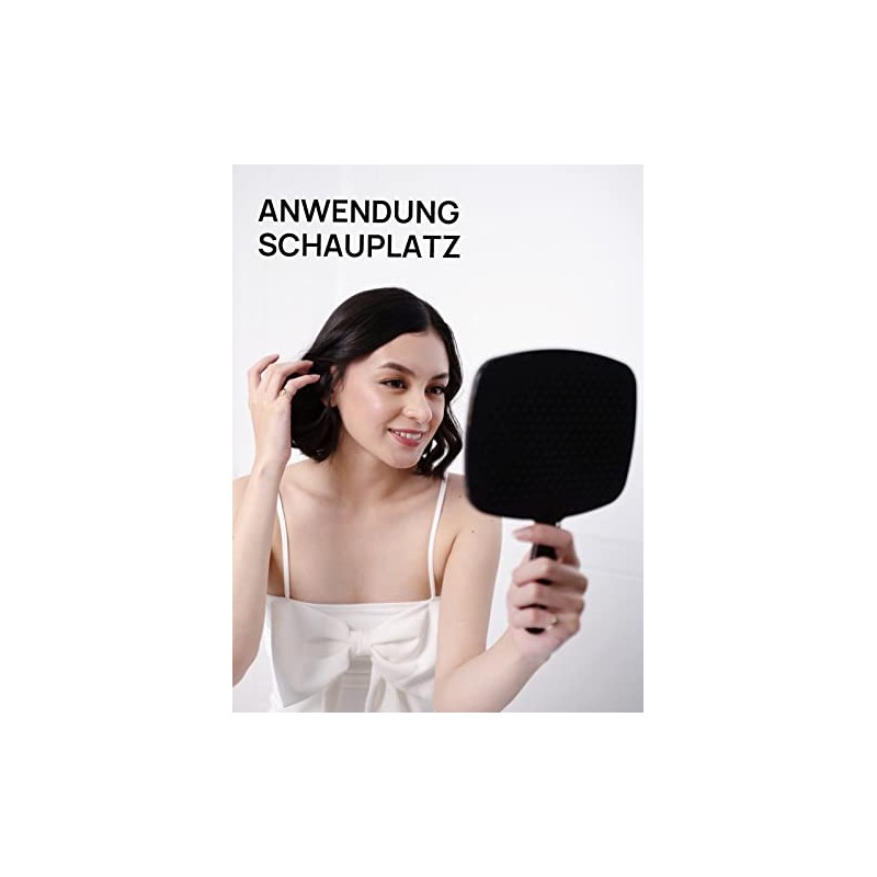 OMIRO Handspiegel, schwarzer Handspiegel mit Griff, quadratisch, L