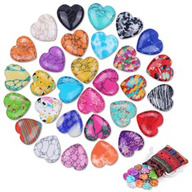 FIVAVA Set of 30 Heart Stones, Colourful Lucky Stones, Healing Stones, Crystal Stones, Heart Stone Set for Meditation, Chakra, Reiki, Energy Balancing