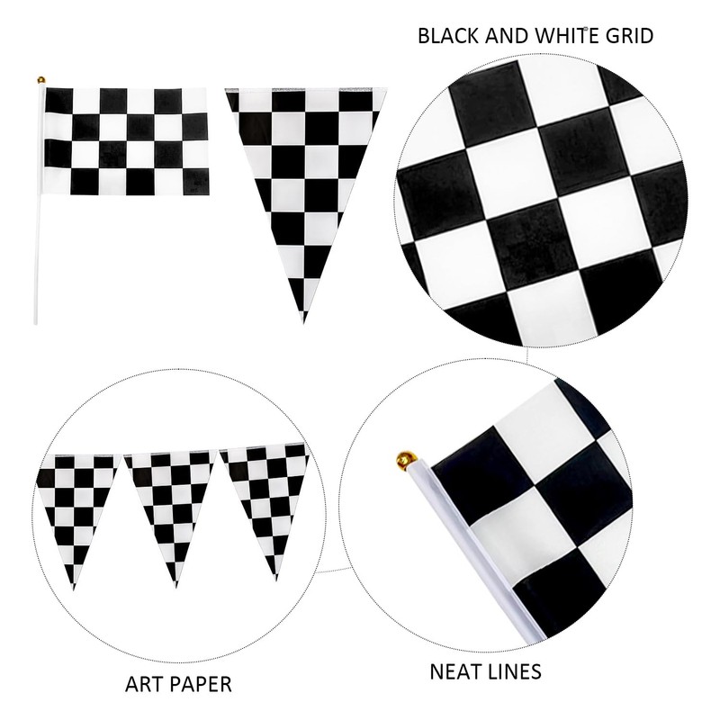 50 Pieces Of Black And White Checkered Racing Flags And