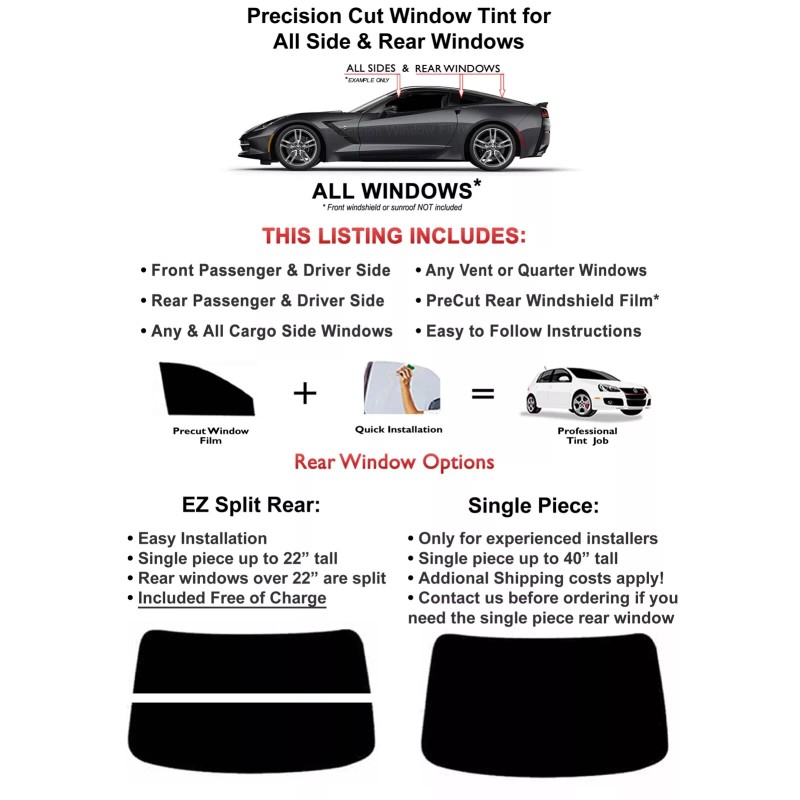 Precision Window Films Nano Carbon Window Film PreCut All Sides