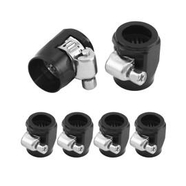 QWORK 6AN Hose Finisher Clamp, 6 Pack Flexible Rubber Pipe Clamps, Aluminium Hose Connectors for 3/8 Fuel Line, Black