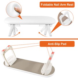 Diesisa Nail Arm Rest, Foldable PU Leather Nail Hand Rest For Manicure, with Soft Nail Mat for Table, Soft Hand Rest for Acrylic Nails/Nail Hand Pillow for Manicure Salon Use-white
