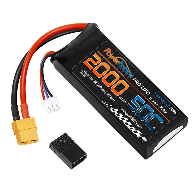 Powerhobby 2s 7.4v 2000mah 50c Lipo Battery w XT60 Plug