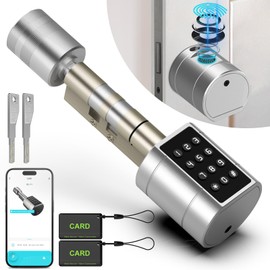 Anweller Smart Lock Cylinder with Fingerprint, App, Password, Key and IC Card, 70 mm
