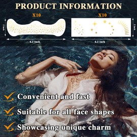 Qpout 50 PCS Glitter Freckles Temporary Tattoos Waterproof and Sweatproof Sparkle Face Makeup Patches for Women Girls Suitable for Masquerade Parties Various Holiday Costumes(Gold)