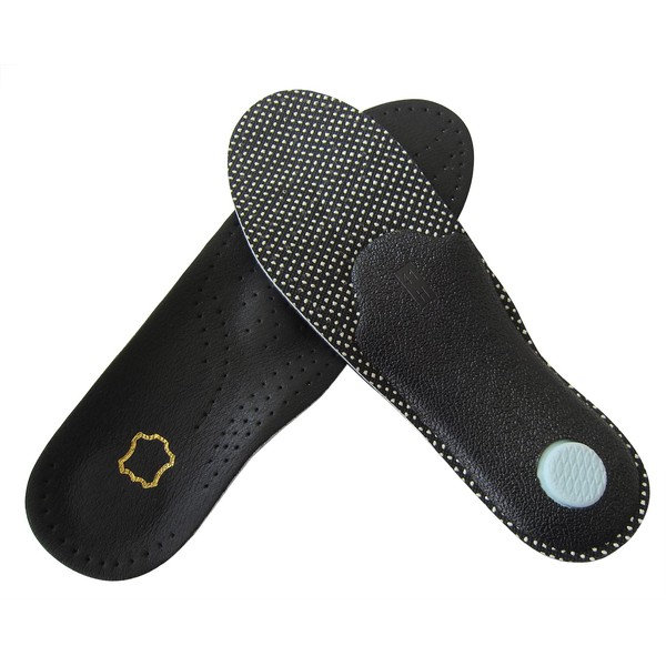 Black Leather Insoles for Women Orthotic Inserts for Flat Feet