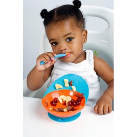 Boon Catch Bowl with Spill Catcher,Blue/Orange Color: Blue/Orange