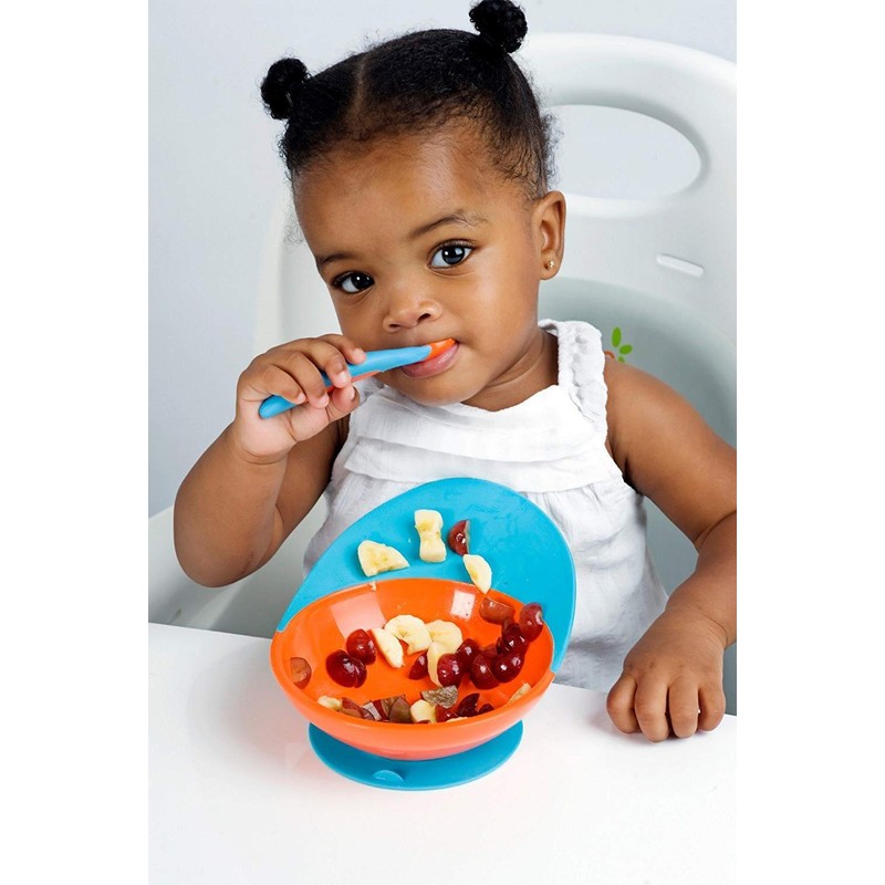 Boon Catch Bowl with Spill Catcher,Blue/Orange Color: Blue/Orange