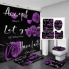 AYULO 4 Pcs Purple Rose Shower Curtain Sets Non-Slip Rugs