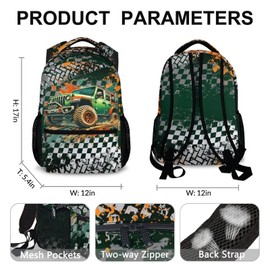 Kids Backpack, Cool Truck Schoolbag for Boys 6-8, Backpacks for Preschool Elementary Toddler, 17" Off-road Vehicles Large Capacity Bookbag for Vacation Travel School, Back to School Supplies