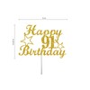 91 Birthday Cake Topper Gold Glitter, 91st Party Decoration Ideas,