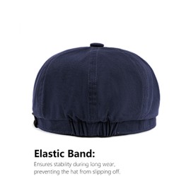 Zylioo Large Irish Apple Caps for Men,Cabbie Driving Hats for Big Heads,Wide News Boy Caps for Women Boina para Hombre Navy Blue